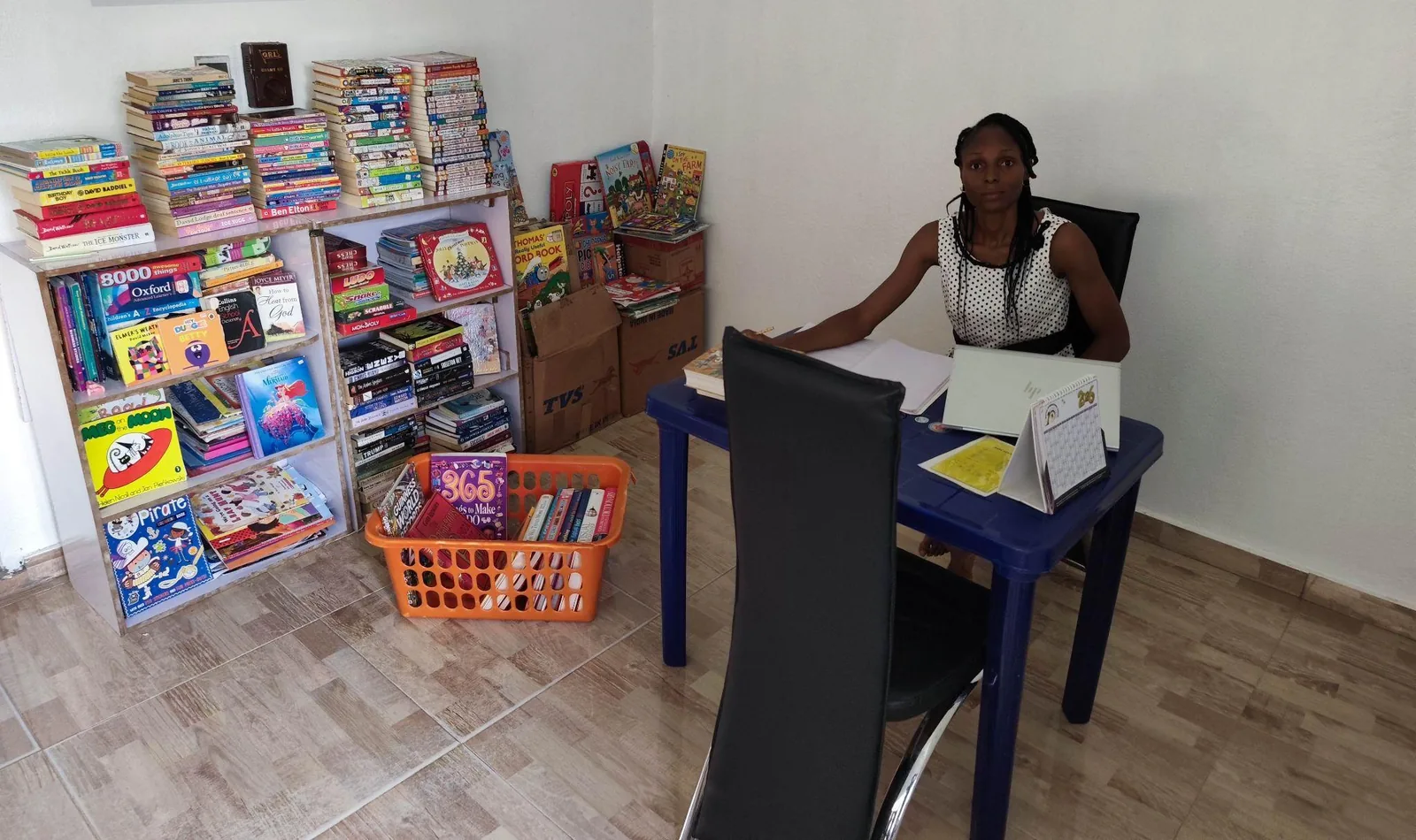 Literacy program reading materials and workspace